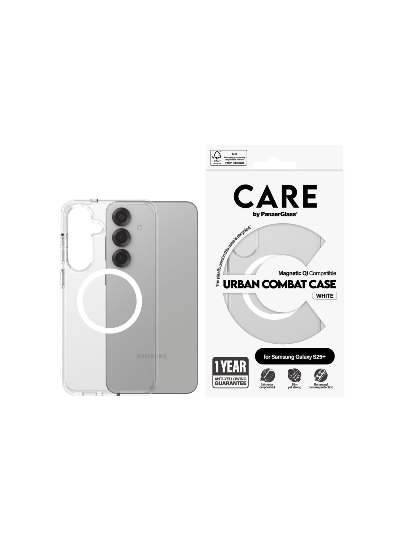 CARE Back protection | Samsung | Galaxy S25+ | Recycled plastic | White 1 CARE Back protection | Samsung | Galaxy S25+ | Recycled plastic | White 1