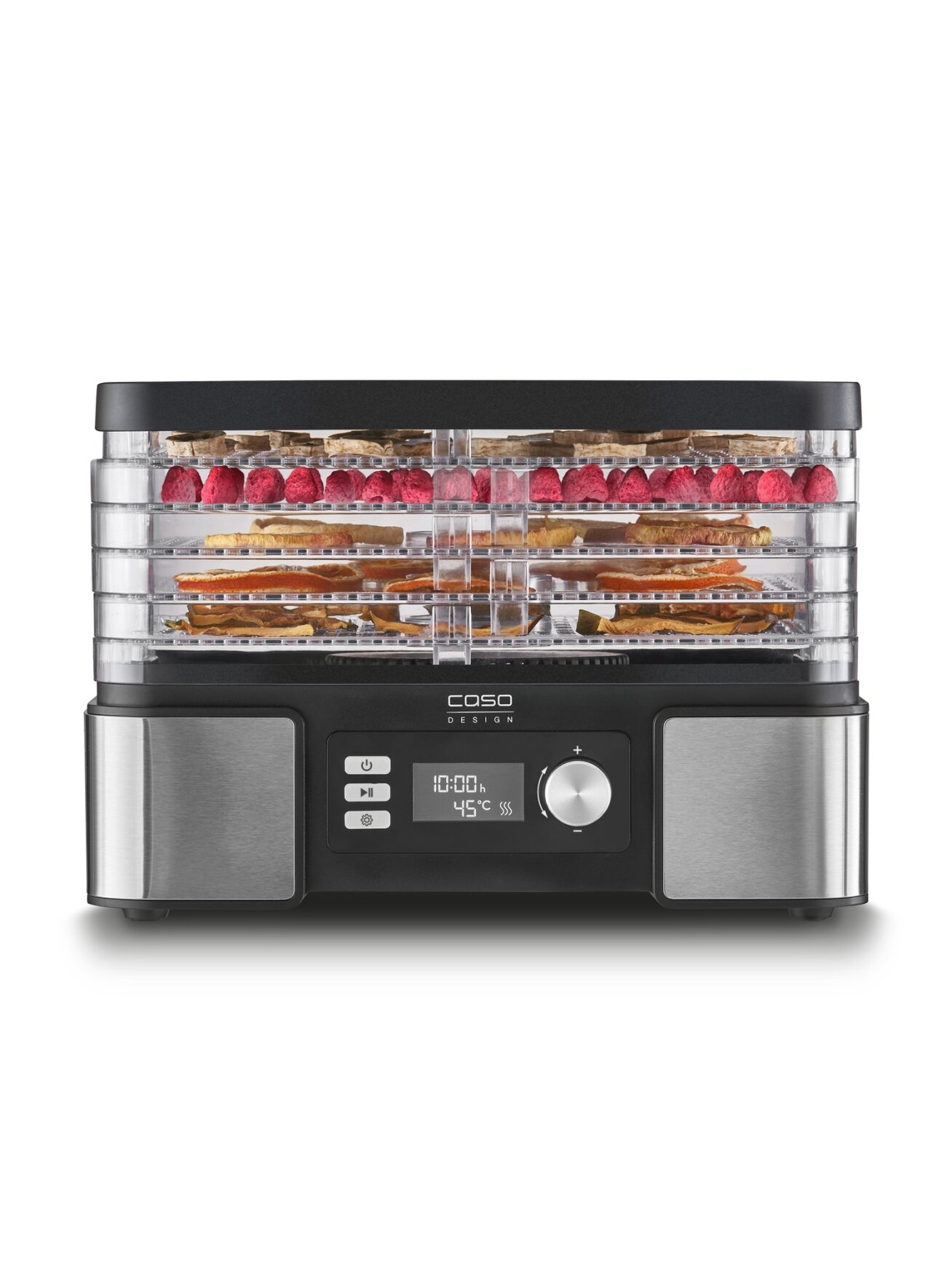 Caso | Food Dehydrator | DH 450 | Power 370-450 W | Number of trays 5 | Temperature control | Integrated timer | Black/Stainless Steel 2