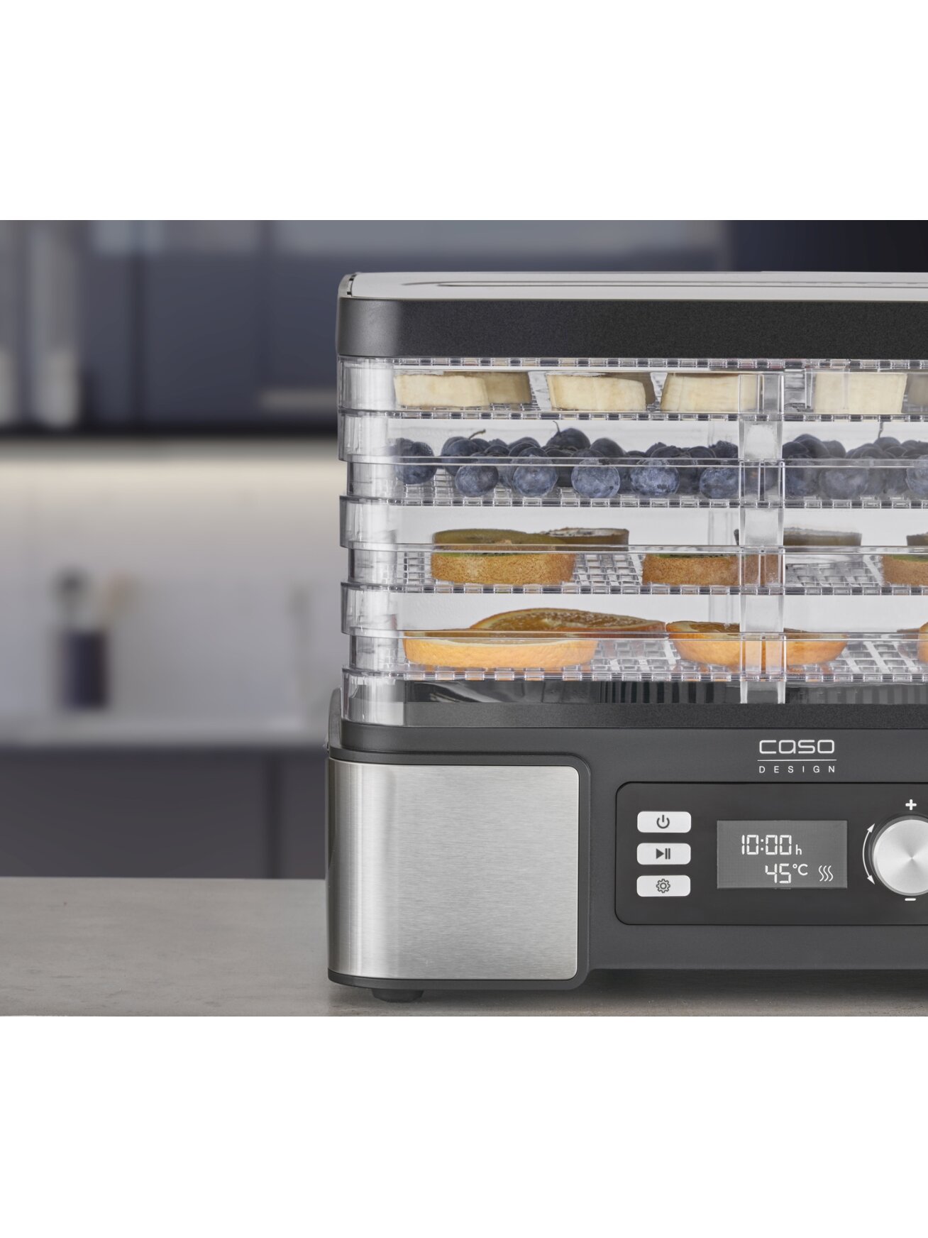 Caso | Food Dehydrator | DH 450 | Power 370-450 W | Number of trays 5 | Temperature control | Integrated timer | Black/Stainless Steel 5