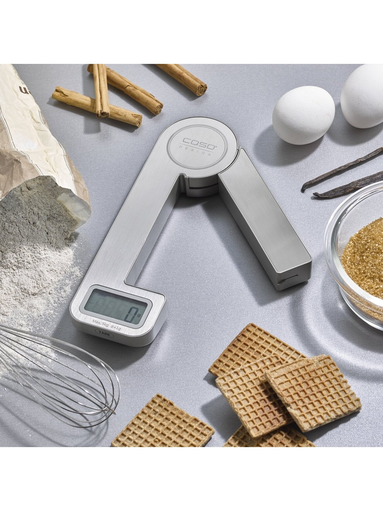 Caso | Scales | KitchenEcostyle | Maximum weight (capacity) 5 kg | Graduation 1 g | Display type LCD | Stainless steel 6