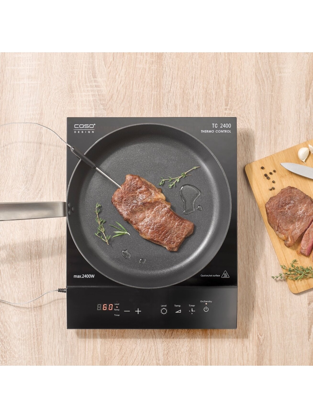 Caso | Table hob | TC 2400 ThermoControl | Number of burners/cooking zones 1 | Sensor touch | Black | Induction 1