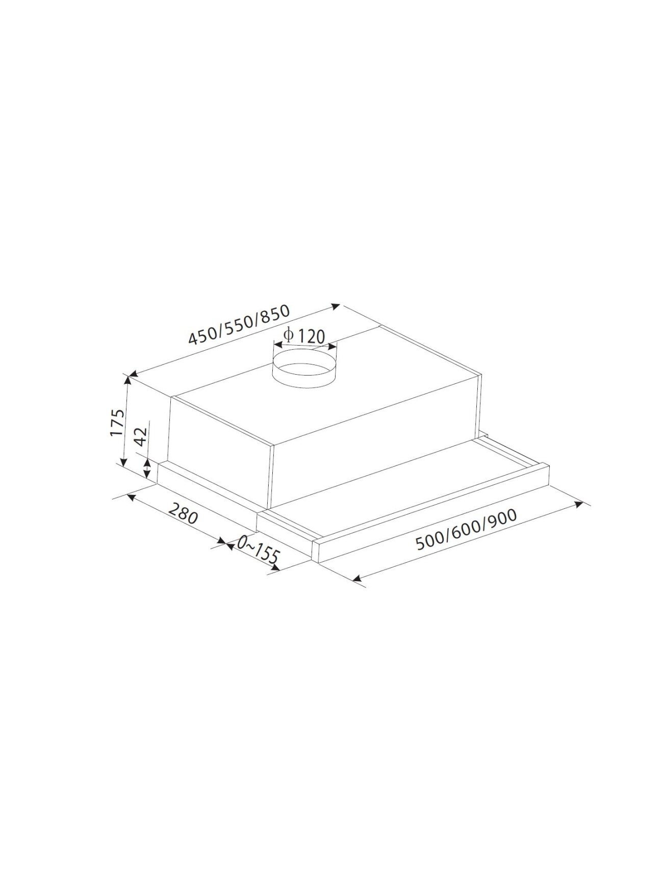 CATA | Hood | TFH 5250 X | Telescopic | Energy efficiency class D | Width 50 cm | 325 m³/h | Slider control | LED | Inox 2 CATA | Hood | TFH 5250 X | Telescopic | Energy efficiency class D | Width 50 cm | 325 m³/h | Slider control | LED | Inox 2