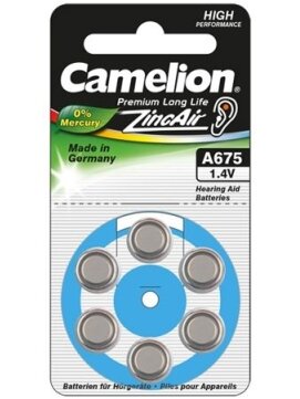 Camelion | A675/DA675/ZL675 | Zinc air cells | 6 pc(s) Camelion | A675/DA675/ZL675 | Zinc air cells | 6 pc(s)