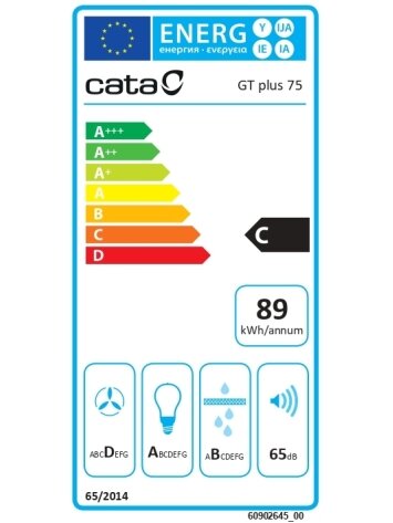 CATA | Hood | GT-PLUS 75 X /M | Canopy | Energy efficiency class C | Width 79.2 cm | 645 m³/h | Mechanical control | EcoLed | Stainless Steel 1