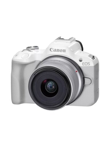 Canon | EOS R50 WH + RF-S 18-45mm F4.5-6.3 IS STM (SIP) | Megapixel 24.2 MP | Image stabilizer | ISO sensitivity (max) 32000 | Display diagonal 2.95 " | Wi-Fi | Video recording | Automatic, manual | CMOS | White