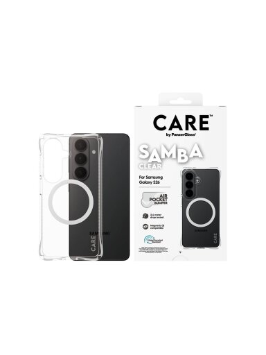 CARE by PanzerGlass Samba Case Transparent w. White Qi Samsung New Galaxy S26 | PanzerGlass