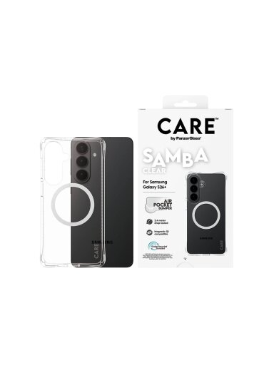 CARE by PanzerGlass Samba Case Transparent w. White Qi Samsung New Galaxy S26 Plus | PanzerGlass