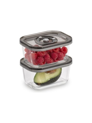 Caso | Glass Vacuum Containers with Plastic Lid (2 pcs) | VacuBoxx Eco-Duo S | Transparent