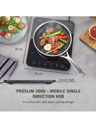 Caso Mobile Single Hob | ProSlim 2000 | Induction | Number of burners/cooking zones 1 | Touch | Timer | Black
