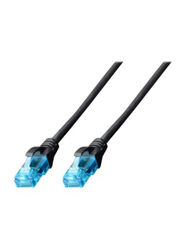 CAT 5e U-UTP | Patch cord | PVC AWG 26/7 | Boots with kink protection, strain relief and latch protection | Black | 3 m | Modular RJ45 (8/8) plug CAT 5e U-UTP | Patch cord | PVC AWG 26/7 | Boots with kink protection, strain relief and latch protection | Black | 3 m | Modular RJ45 (8/8) plug