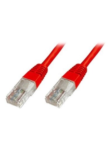 CAT 5e U-UTP | Patch cord | PVC AWG 26/7 | Boots with kink protection, strain relief and latch protection | Red | 0.5 m | Modular RJ45 (8/8) plug CAT 5e U-UTP | Patch cord | PVC AWG 26/7 | Boots with kink protection, strain relief and latch protection | Red | 0.5 m | Modular RJ45 (8/8) plug