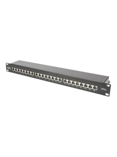 CAT 6A | Patch Panel | RJ45, 8P8C | Suitable for 483 mm (19") cabinet mounting; Transmission properties: Category 6A, Class EA; Area of application: Up to 500 MHz, 10GBase-T; Size:482.6 x 44 x 109mm | RJ45 shielding (Tinned bronze) CAT 6A | Patch Panel | RJ45, 8P8C | Suitable for 483 mm (19") cabinet mounting; Transmission properties: Category 6A, Class EA; Area of application: Up to 500 MHz, 10GBase-T; Size:482.6 x 44 x 109mm | RJ45 shielding (Tinned bronze)