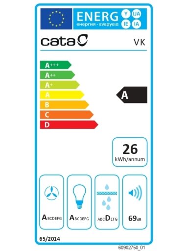 CATA Hood | VK 6000 WH | Wall mounted | Energy efficiency class A | Width 60 cm | 398 m³/h | Push buttons | CSLED | White CATA Hood | VK 6000 WH | Wall mounted | Energy efficiency class A | Width 60 cm | 398 m³/h | Push buttons | CSLED | White