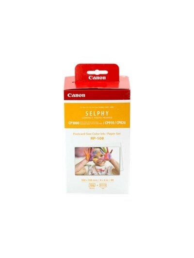Canon Color Ink/Paper Set for SELPHY CP1300 Printer | RP-108 1 Canon Color Ink/Paper Set for SELPHY CP1300 Printer | RP-108 1
