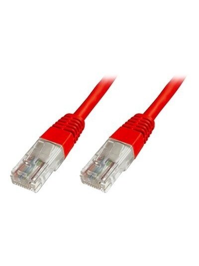 CAT 5e U-UTP | Patch cord | PVC AWG 26/7 | Boots with kink protection, strain relief and latch protection | Red | 0.5 m | Modular RJ45 (8/8) plug