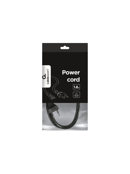 Cablexpert | Power cord (C7), VDE approved | PC-184-075-1.8M | Black | CEE 7/16 to C7 4