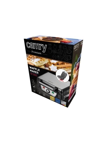 Camry | Waffle maker | CR 3025 | 1150 W | Number of pastry 4 | Belgium | Black/Stainless steel 2 Camry | Waffle maker | CR 3025 | 1150 W | Number of pastry 4 | Belgium | Black/Stainless steel 2