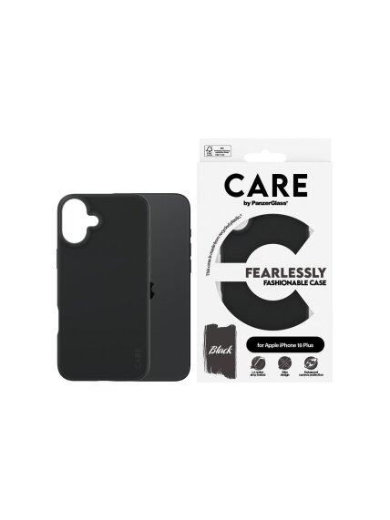 CARE by PanzerGlass Case Fashion | Back protection | Apple | iPhone 16 Plus | Recycled plastic | Black 2