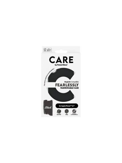 CARE by PanzerGlass Case Fashion | Back protection | Apple | iPhone 16 Plus | Recycled plastic | Black | MagSafe 2