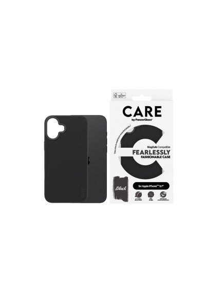 CARE by PanzerGlass Case Fashion | Back protection | Apple | iPhone 16 Plus | Recycled plastic | Black | MagSafe 3 CARE by PanzerGlass Case Fashion | Back protection | Apple | iPhone 16 Plus | Recycled plastic | Black | MagSafe 3