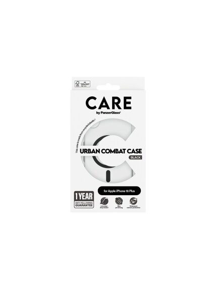 CARE by PanzerGlass Case Flagship | Back protection | Apple | iPhone 16 Plus | Recycled plastic | Transparent/Black | MagSafe 4 CARE by PanzerGlass Case Flagship | Back protection | Apple | iPhone 16 Plus | Recycled plastic | Transparent/Black | MagSafe 4