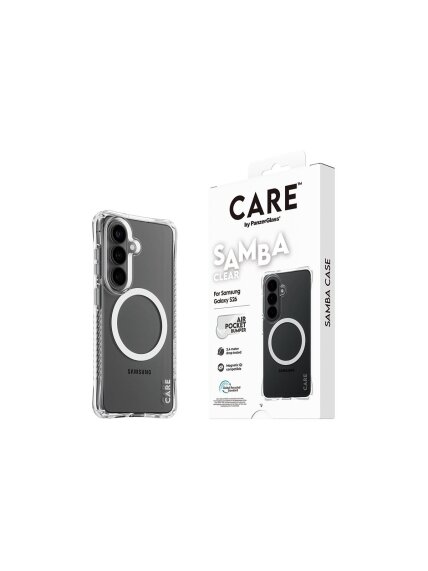 CARE by PanzerGlass Samba Case Transparent w. White Qi Samsung New Galaxy S26 | PanzerGlass 3 CARE by PanzerGlass Samba Case Transparent w. White Qi Samsung New Galaxy S26 | PanzerGlass 3