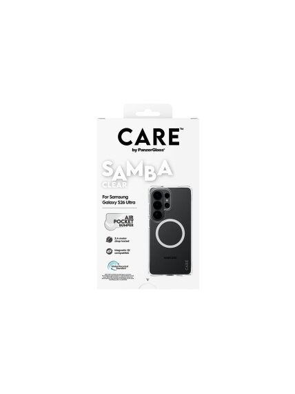 CARE by PanzerGlass Samba Case Transparent w. White Qi Samsung New Galaxy S26 Ultra | PanzerGlass 4 CARE by PanzerGlass Samba Case Transparent w. White Qi Samsung New Galaxy S26 Ultra | PanzerGlass 4