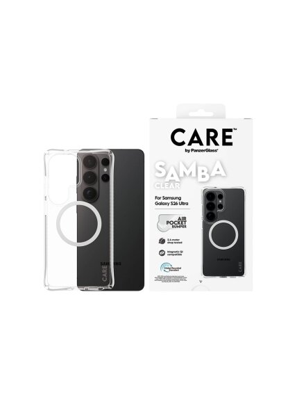 CARE by PanzerGlass Samba Case Transparent w. White Qi Samsung New Galaxy S26 Ultra | PanzerGlass 5 CARE by PanzerGlass Samba Case Transparent w. White Qi Samsung New Galaxy S26 Ultra | PanzerGlass 5