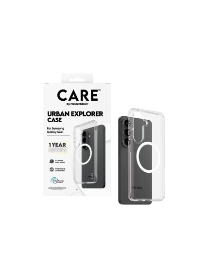 CARE by PanzerGlass Urban Explorer Case Transparent w. White Qi Samsung New Galaxy S26 Plus | PanzerGlass 2 CARE by PanzerGlass Urban Explorer Case Transparent w. White Qi Samsung New Galaxy S26 Plus | PanzerGlass 2