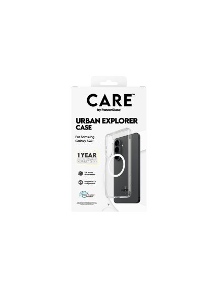 CARE by PanzerGlass Urban Explorer Case Transparent w. White Qi Samsung New Galaxy S26 Plus | PanzerGlass 5