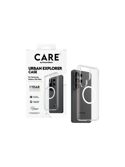 CARE by PanzerGlass Urban Explorer Case Transparent w. White Qi Samsung New Galaxy S26 Ultra | PanzerGlass 2
