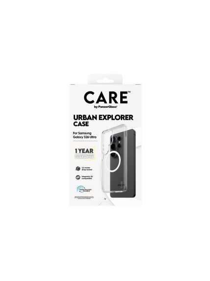 CARE by PanzerGlass Urban Explorer Case Transparent w. White Qi Samsung New Galaxy S26 Ultra | PanzerGlass 5
