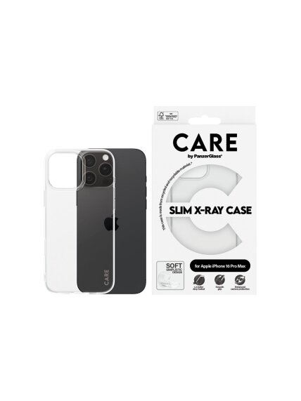 CARE Fashionable Case | Back cover | Apple | iPhone 16 Pro Max | Recycled plastic | Transparent | X-Ray Soft Basic 2 CARE Fashionable Case | Back cover | Apple | iPhone 16 Pro Max | Recycled plastic | Transparent | X-Ray Soft Basic 2