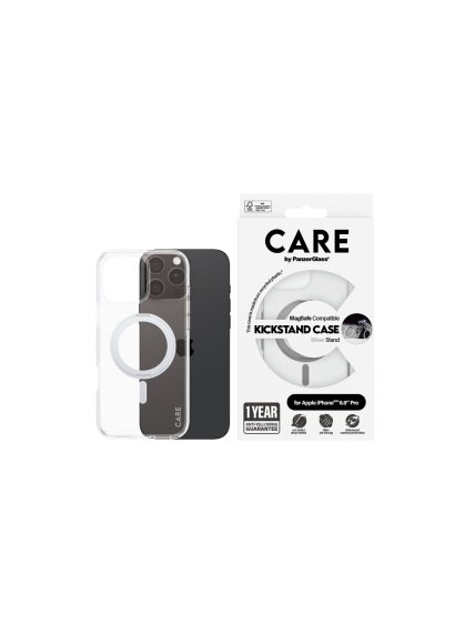 CARE Feature Case | Back cover | Apple | iPhone 16 Pro Max | Recycled plastic | Silver | Kickstand & MagSafe 3