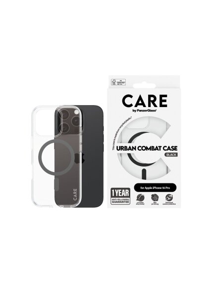 CARE Flagship Case | Back cover | Apple | iPhone 16 PRO | Recycled plastic | Black | MagSafe 3