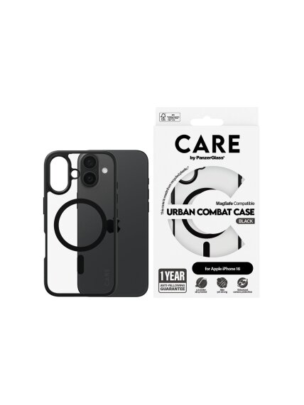 CARE Flagship Case | Back cover | Apple | iPhone 16 | Recycled plastic | Black | MagSafe 1 CARE Flagship Case | Back cover | Apple | iPhone 16 | Recycled plastic | Black | MagSafe 1