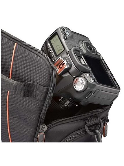 Case Logic | DCB-306 SLR Camera Bag | Black | * Designed to fit an SLR camera with standard zoom lens attached * Internal zippered pocket stores memory cards, filter or lens cloth * Side zippered pockets store an extra battery, cables, lens cap, or small  7