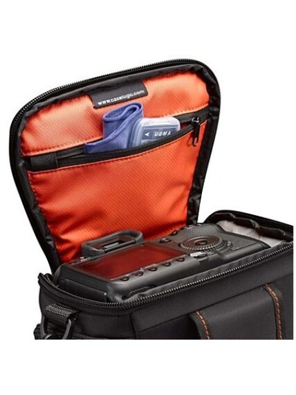 Case Logic | DCB-306 SLR Camera Bag | Black | * Designed to fit an SLR camera with standard zoom lens attached * Internal zippered pocket stores memory cards, filter or lens cloth * Side zippered pockets store an extra battery, cables, lens cap, or small  9