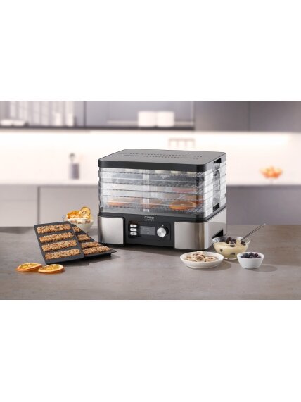 Caso | Food Dehydrator | DH 450 | Power 370-450 W | Number of trays 5 | Temperature control | Integrated timer | Black/Stainless Steel 4