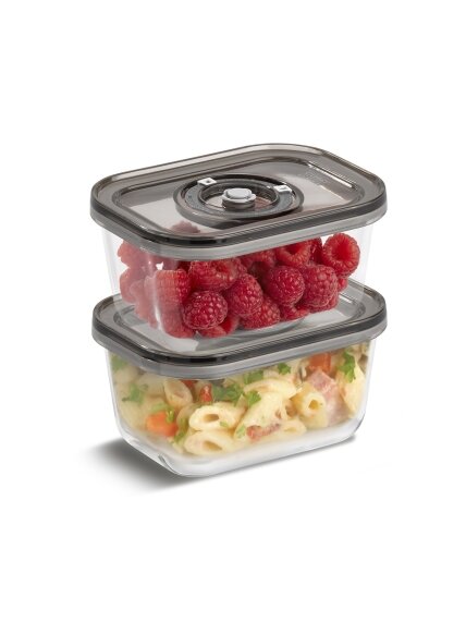 Caso | Glass Vacuum Containers with Plastic Lid (2 pcs) | VacuBoxx Eco-Duo S | Transparent 2 Caso | Glass Vacuum Containers with Plastic Lid (2 pcs) | VacuBoxx Eco-Duo S | Transparent 2
