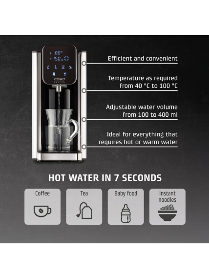 Caso HW 666 Inox | Turbo Hot Water Dispenser | Electric | 2200-2600 W | 2.7 L | Plastic/Stainless Steel | Stainless steel/Black 2 Caso HW 666 Inox | Turbo Hot Water Dispenser | Electric | 2200-2600 W | 2.7 L | Plastic/Stainless Steel | Stainless steel/Black 2