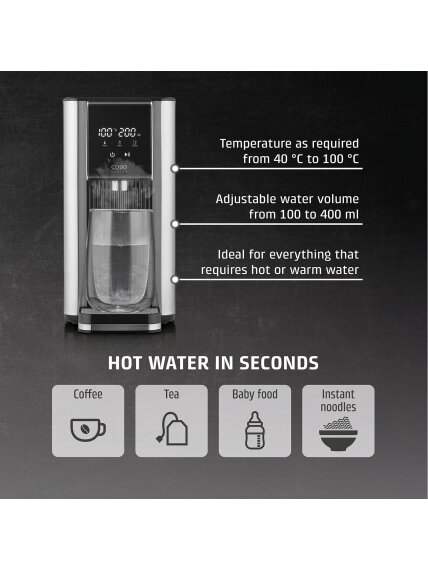 Caso Turbo hot water dispenser | HW 620 | Water Dispenser | 2600 W | 2.5 L | Plastic/Stainless Steel | Black/Stainless Steel 2 Caso Turbo hot water dispenser | HW 620 | Water Dispenser | 2600 W | 2.5 L | Plastic/Stainless Steel | Black/Stainless Steel 2