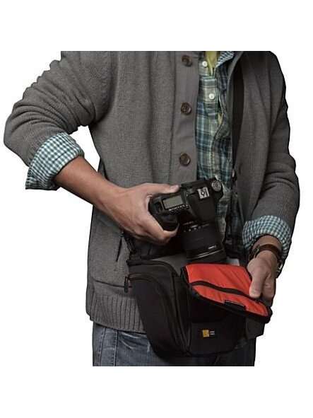 Case Logic | DCB-306 SLR Camera Bag | Black | * Designed to fit an SLR camera with standard zoom lens attached * Internal zippered pocket stores memory cards, filter or lens cloth * Side zippered pockets store an extra battery, cables, lens cap, or small  8