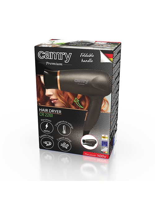 Camry | Hair Dryer | CR 2261 | 1400 W | Number of temperature settings 2 | Metallic Grey/Gold 6
