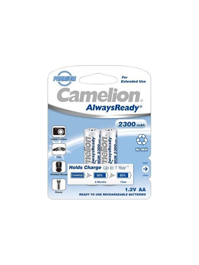 Camelion | AA/HR6 | 2300 mAh | AlwaysReady Rechargeable Batteries Ni-MH | 2 pc(s) Camelion | AA/HR6 | 2300 mAh | AlwaysReady Rechargeable Batteries Ni-MH | 2 pc(s)