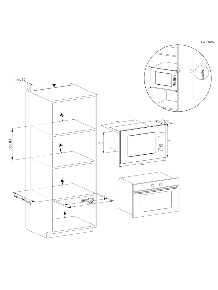 Candy Microwave oven | CA38FL7N20WXB | Built-in | 20 L | 750 W | Grill | Black 5 Candy Microwave oven | CA38FL7N20WXB | Built-in | 20 L | 750 W | Grill | Black 5