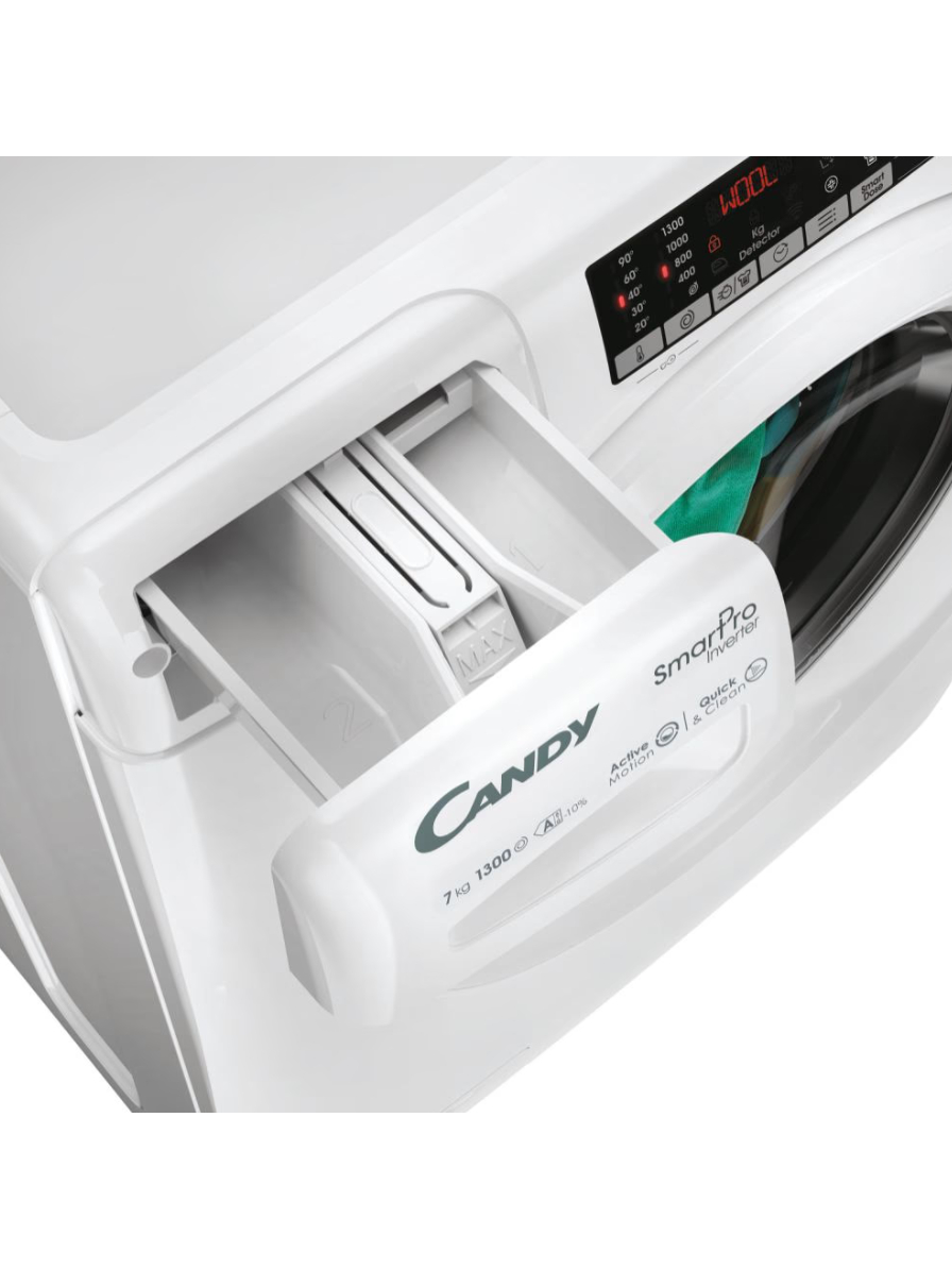 Candy Washing machine | CO4 374TWM6/1-S | Energy efficiency class A | Front loading | Washing capacity 7 kg | 1300 RPM | Depth 45.4 cm | Width 60 cm | Display | 4-digit | Direct drive | Wi-Fi | White 9 Candy Washing machine | CO4 374TWM6/1-S | Energy efficiency class A | Front loading | Washing capacity 7 kg | 1300 RPM | Depth 45.4 cm | Width 60 cm | Display | 4-digit | Direct drive | Wi-Fi | White 9