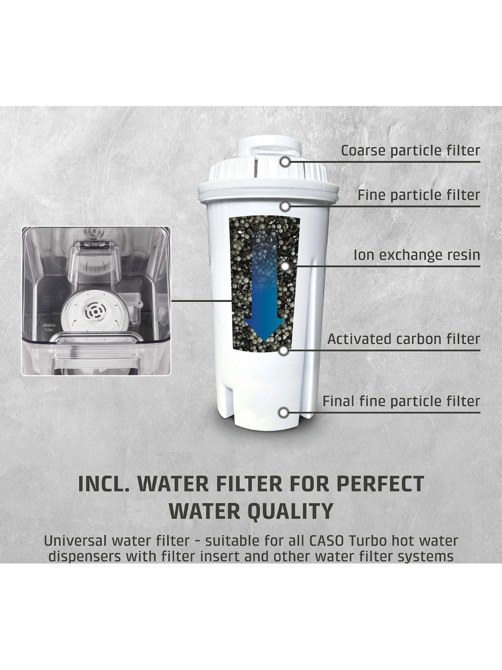 Caso Turbo Hot Water Dispenser | HW 616 | Water Dispenser | 2600 W | 2.5 L | Plastic/Stainless Steel | Black/Stainless Steel 8