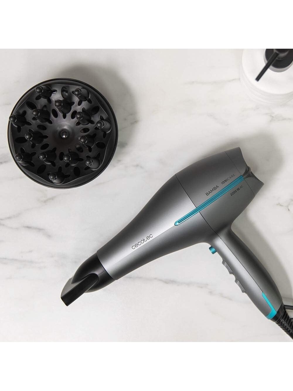 Cecotec Hair dryer | IoniCare 5300 Maxi Aura Black | 2200 W | Number of temperature settings 3 | Ionic function | Black/Grey | Diffuser nozzle 1
