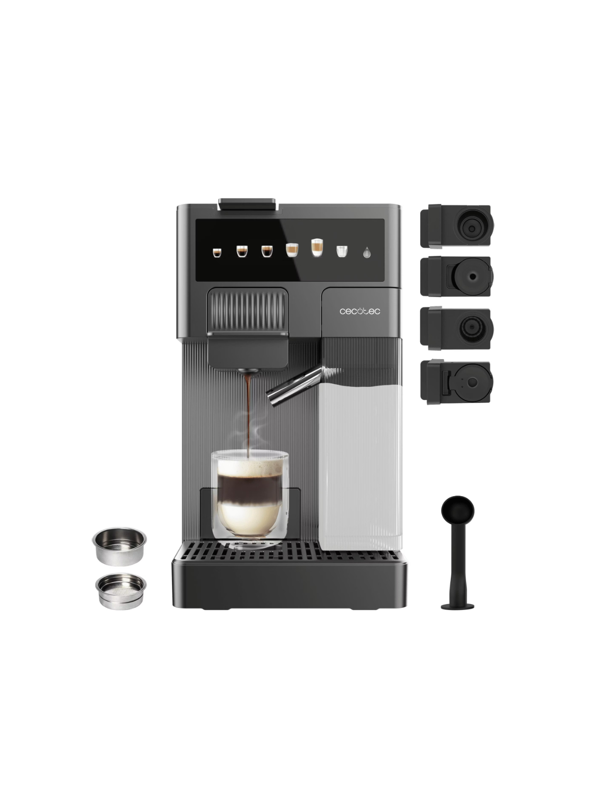Cecotec Coffee machine | FreeStyle Latte T | Pump pressure 20 bar | Built-in milk frother | Automatic | Grey | 1350 W 1 Cecotec Coffee machine | FreeStyle Latte T | Pump pressure 20 bar | Built-in milk frother | Automatic | Grey | 1350 W 1